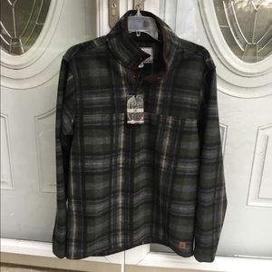 John Wayne Wooly Fleece Pullover Men’s Green Plaid Shirt With Snap Closure S NWT